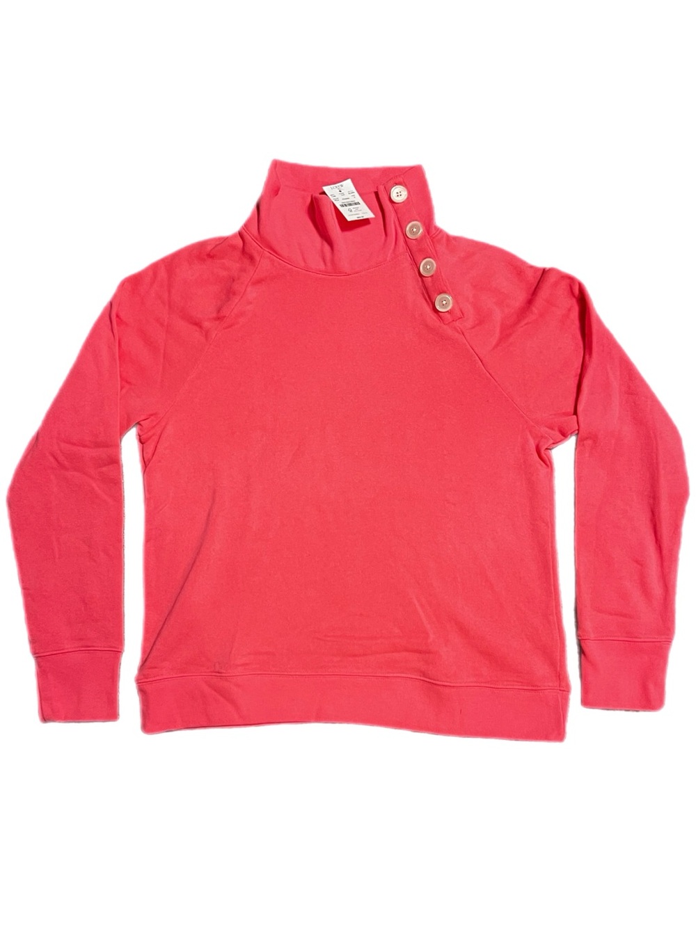 NWT J. Crew Coral Button-Shoulder Cowl Sweater